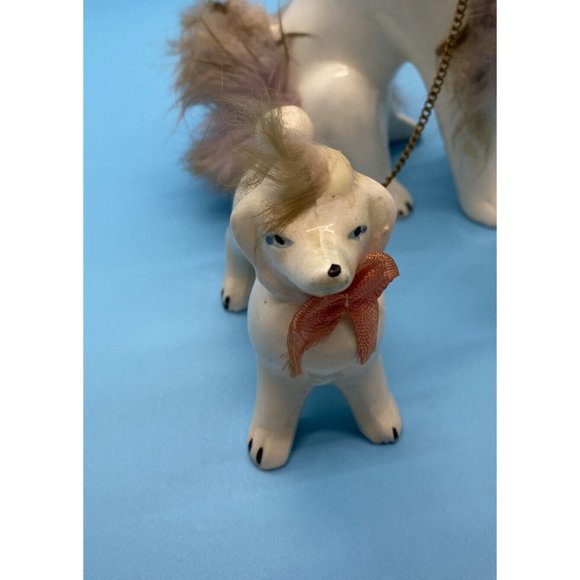 Vintage Ceramic Poodle w/ 2 - Baby Poodles on a Chain West Pac Made in Japan - Picture 3 of 8